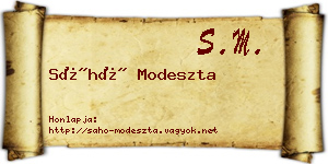 Sáhó Modeszta névjegykártya